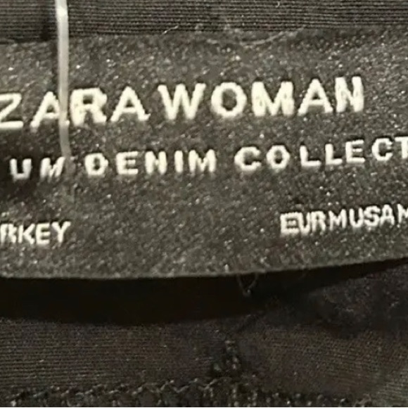 Zara black sz m ruched long sleeves blouse top shirt embellished with pearls - Picture 5 of 5